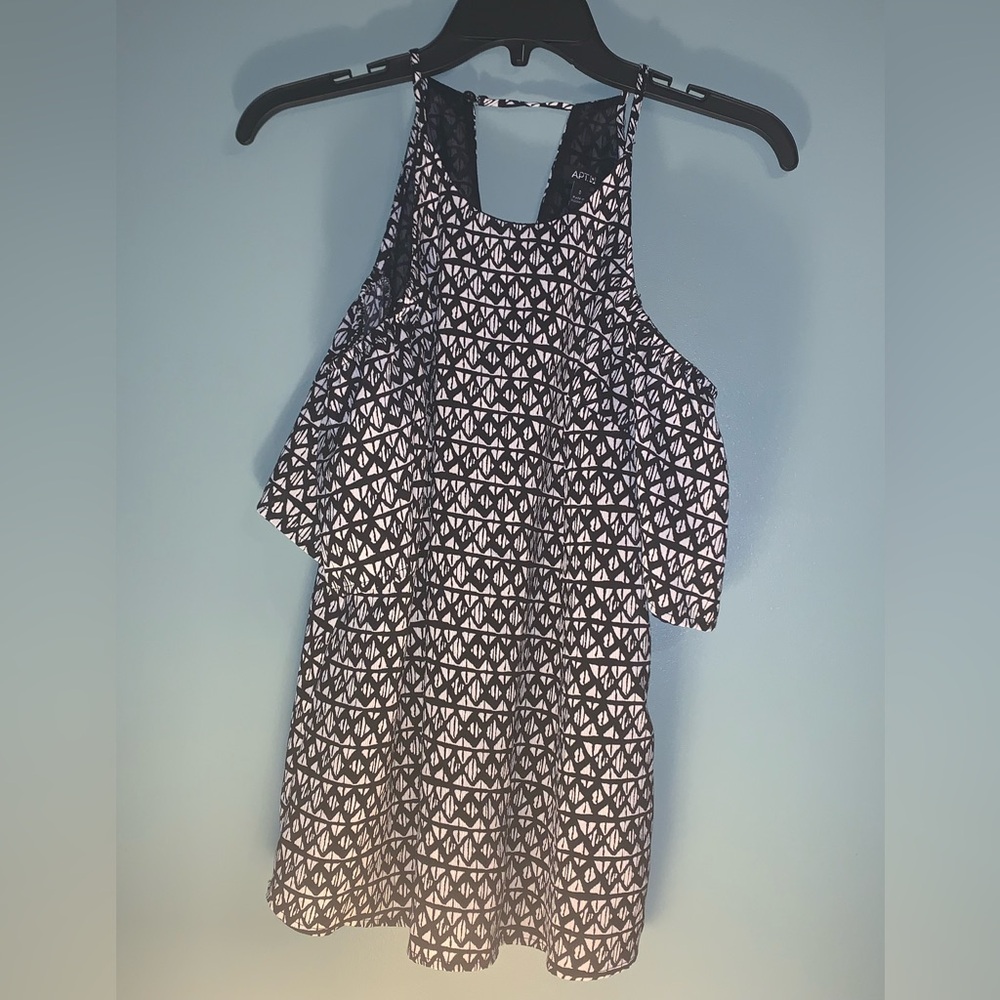 S Apt 9 Cold Shoulder Black and White Pattern Top
